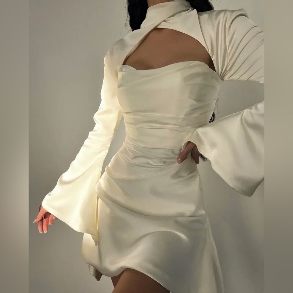 House Of CB Toira Draped Corset Dress In Ivory White  Women's Size large